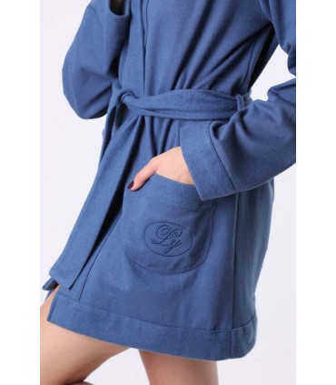 Robe de chambre Moltonné gratté  - Bleu Djeans