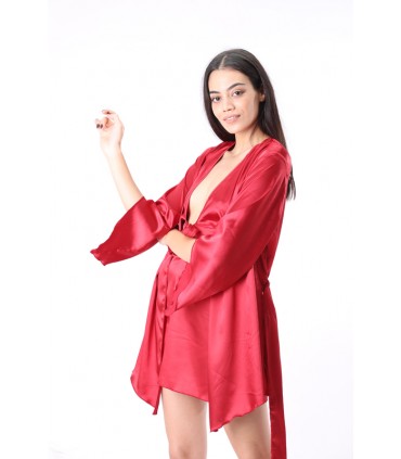 Ensemble 3 pièces  (Kimino + Nuisette + Slip) - Satin