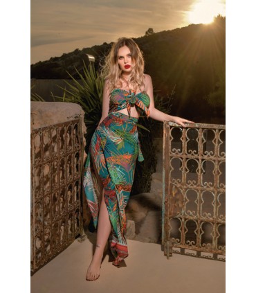 TOP AVEC NŒUD - Beachwear - Imprimé palmier