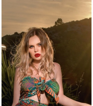 TOP AVEC NŒUD - Beachwear - Imprimé palmier