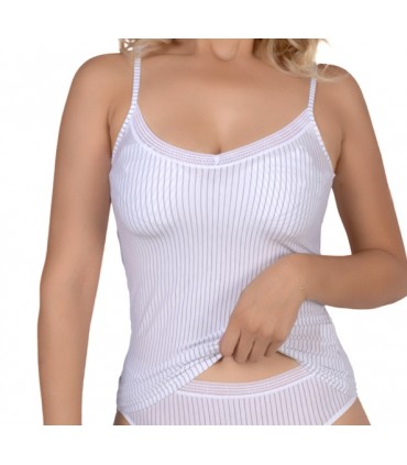 Caraco avec galant  - rayure Blanc