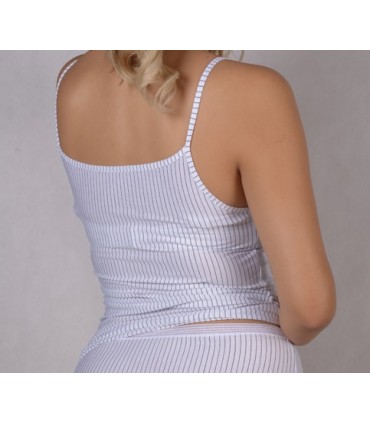 Caraco avec galant  - rayure Blanc