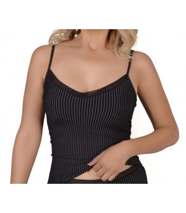 Caraco avec galant - rayure Noir