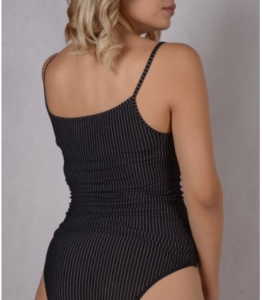 Caraco avec galant - rayure Noir