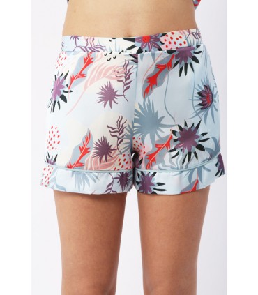 Short - Satin - Imprimé Bleu