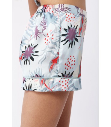 Short - Satin - Imprimé Bleu