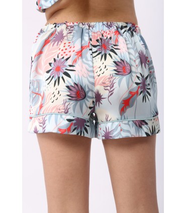 Short - Satin - Imprimé Bleu