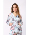Chemise avec manche -Satin - Imprimé Bleu