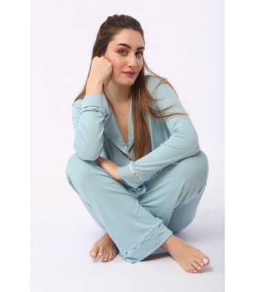 Chemise avec manche  - Uni -  Bleu Ciel