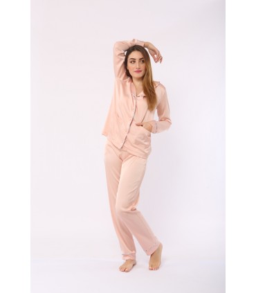 Pantalon Uni - Satin - Rose