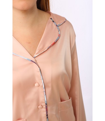 Chemise avec manche - Satin - Rose