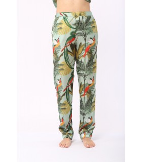 Pantalon - Satin - Imprimé Vert