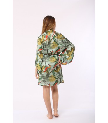 Robe de chambre - Satin - Imprimé Vert