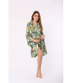 Robe de chambre - Satin - Imprimé Vert