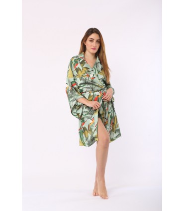 Robe de chambre - Satin - Imprimé Vert