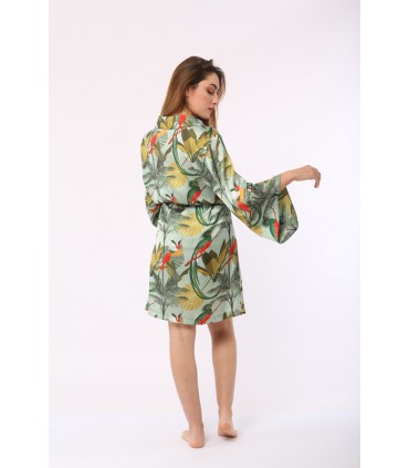 Robe de chambre - Satin - Imprimé Vert
