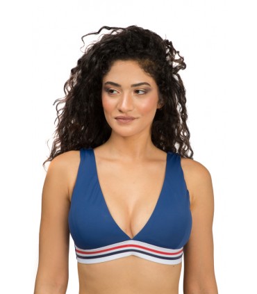 Haut Bikini Triangle avec élastique - Bleu Beleze