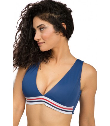 Haut Bikini Triangle avec élastique - Bleu Beleze