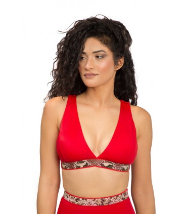 Haut Bikini Triangle avec élastique serpent - Rouge Coccinelle