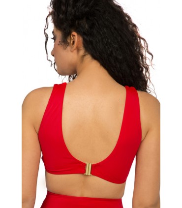 Haut Bikini Triangle avec élastique serpent - Rouge Coccinelle