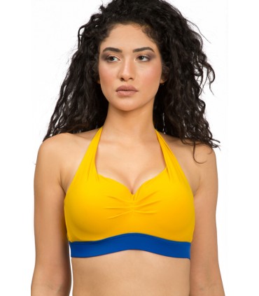 Haut Bikini bandeau - Bi couleur - Jaune-Spot