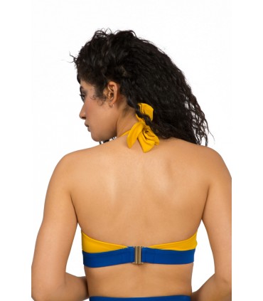 Haut Bikini bandeau - Bi couleur - Jaune-Spot