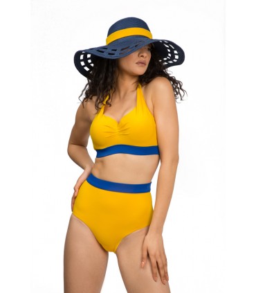 Slip Taille haute avec bande - Bi couleur - Jaune-Spot