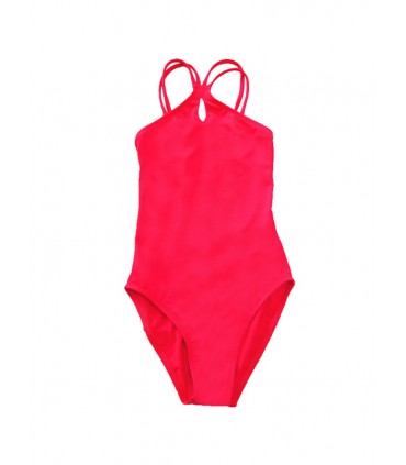 Maillot jeune fille Goutte - Rose Fluo