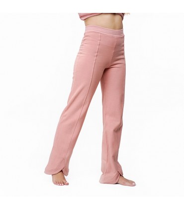Pantalon avec fente - Molletonné - Rose Poudré