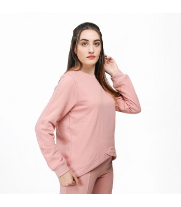 Pull Col radicaux + Bande Croisé - Molletonné - Rose Poudré