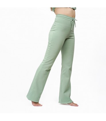 Pantalon Patte d'éléphant - Molletonné - Vert Amande