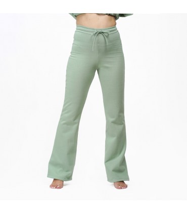 Pantalon Patte d'éléphant - Molletonné - Vert Amande