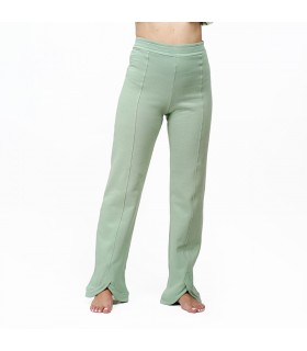 Pantalon avec fente - Molletonné - Vert Amande