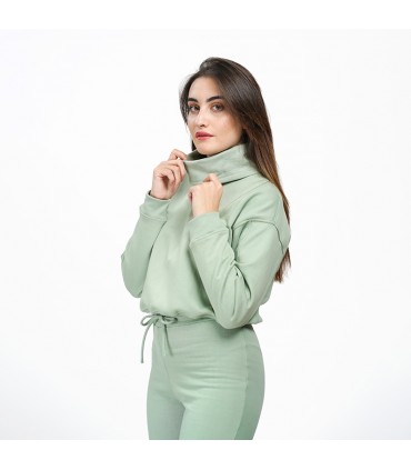 Pull over Size - Molletonné - Vert Amande