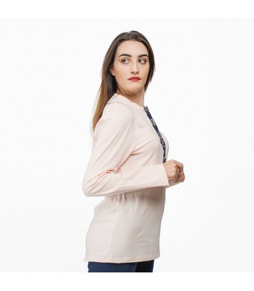 Tee-shirt manche longue avec patte - Coton - Rose Coeur