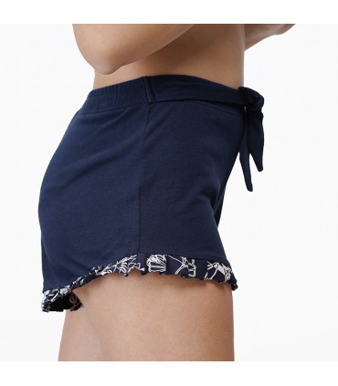 Short avec Volant - Coton - Bleu Marine