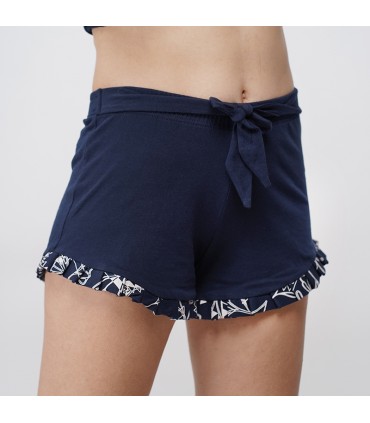 Short avec Volant - Coton - Bleu Marine