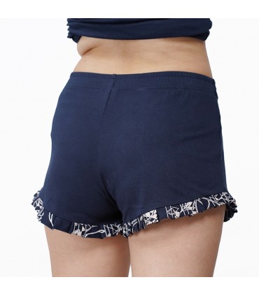 Short avec Volant - Coton - Bleu Marine