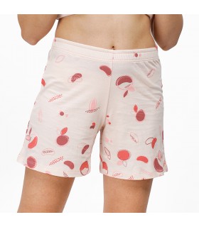 Short avec sérigraphie - Coton - Saumon Pomme