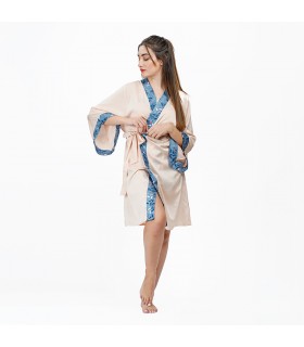 Robe de chambre manches Kimono - Satin - Rose 57