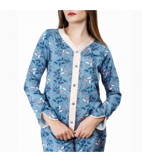 Chemise avec manche - Satin - Imprimé Géométrique