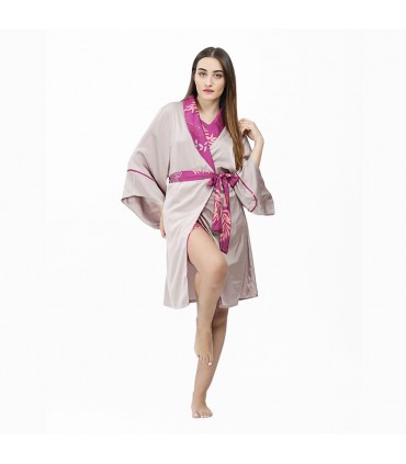 Robe de chambre  - Satin - Parme Uni