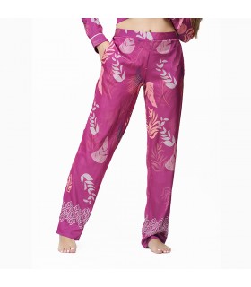 Pantalon - Satin - Plume Imprimé