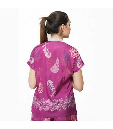 Pull Col officier - Satin - Plume Imprimé