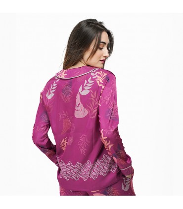 Chemise avec manches - Satin - Imprimé Plume