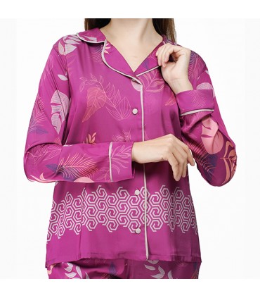 Chemise avec manches - Satin - Imprimé Plume