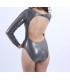 Maillot fantaisie avec manche - gris lamé