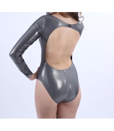 Maillot fantaisie avec manche - gris lamé