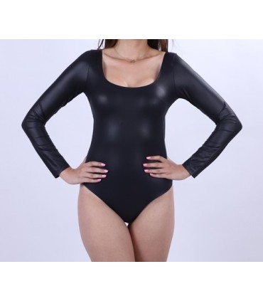 Maillot fantaisie avec manche- Noir glacé