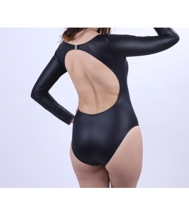 Maillot fantaisie avec manche- Noir glacé